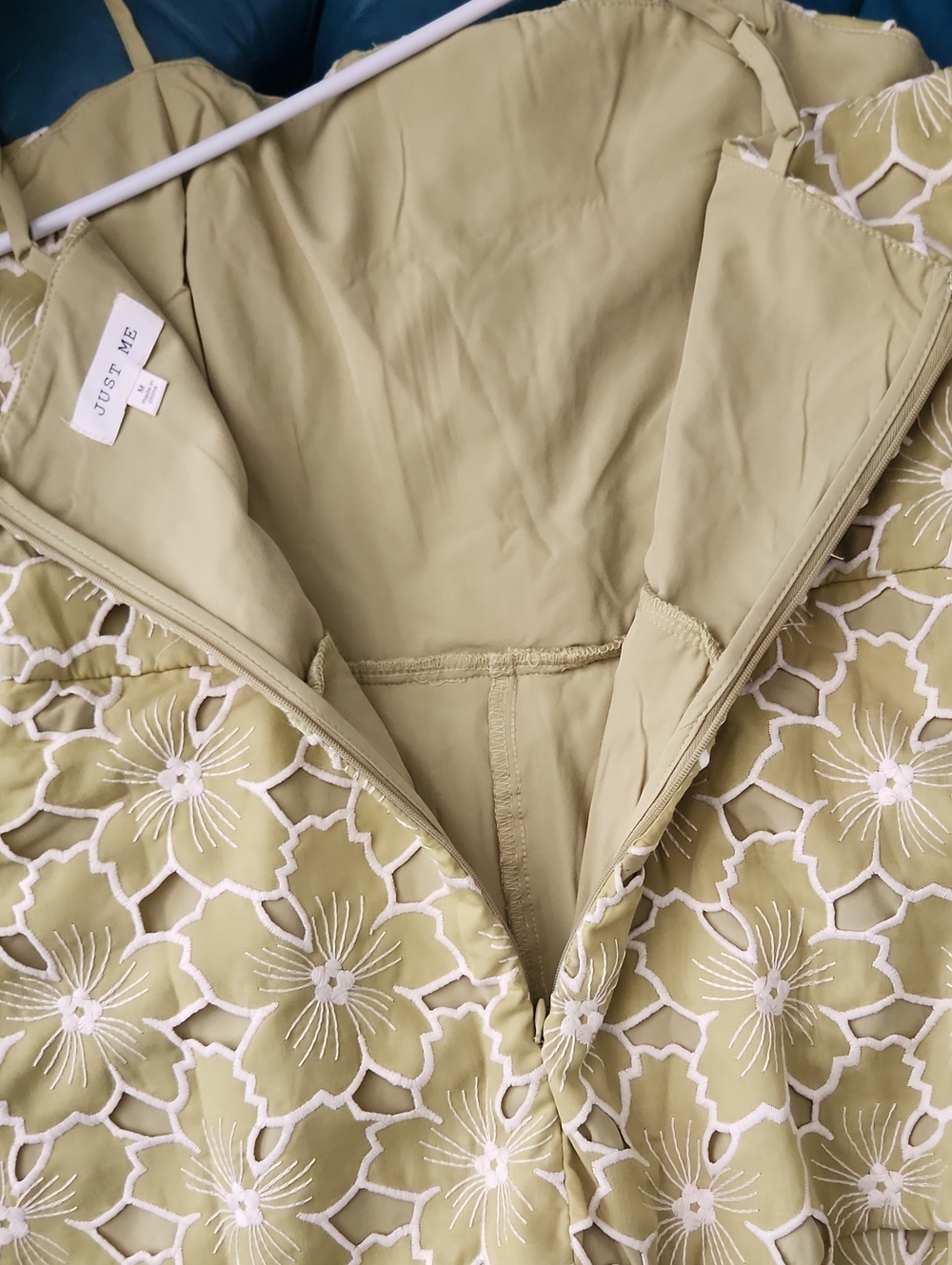 Just Me Lush Lace Strap Jumpsuit in Light Olive - Picture 8 of 10
